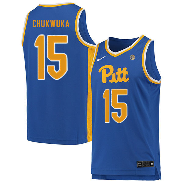 Men #15 Kene Chukwuka Pitt Panthers College Basketball Jerseys Sale-Blue